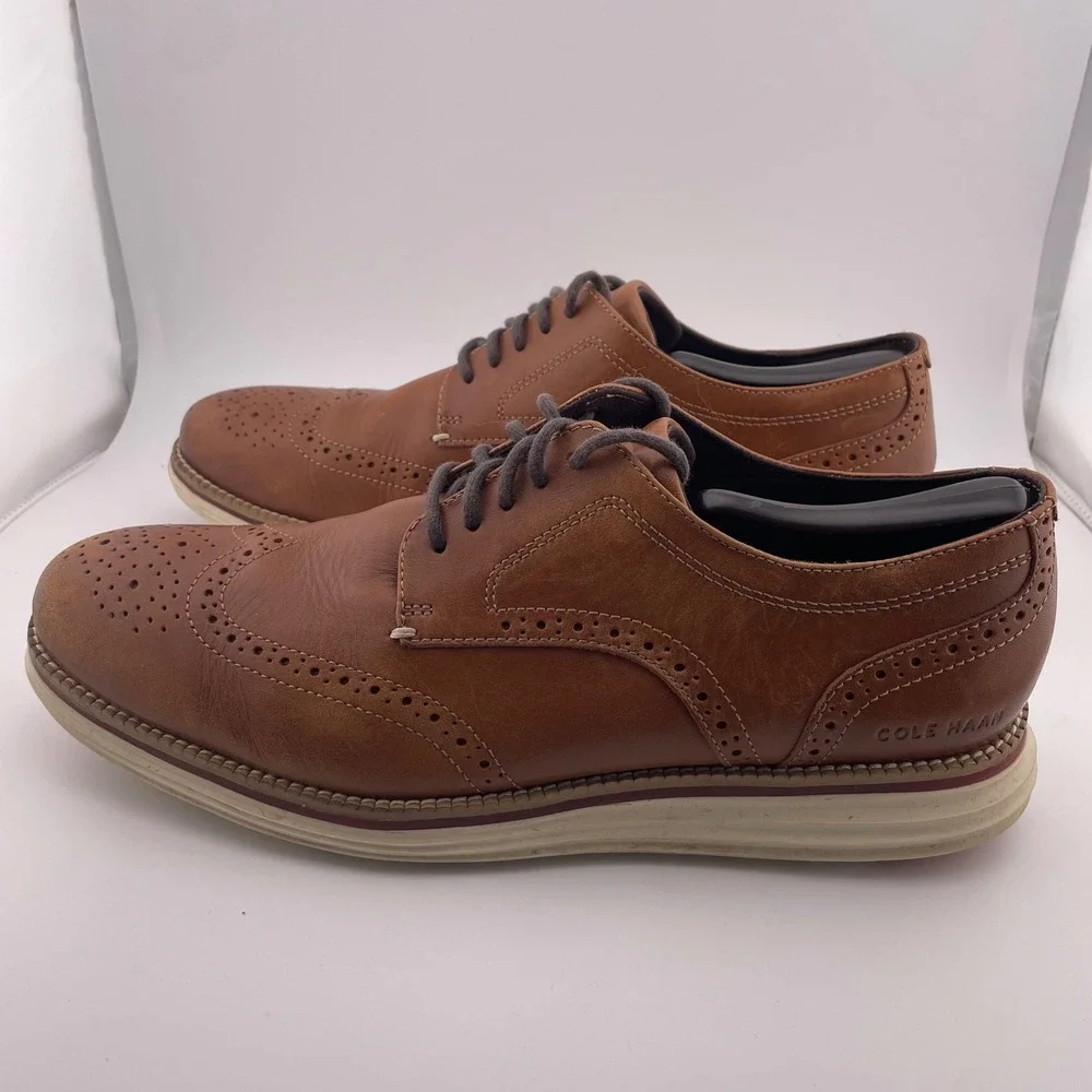 Cole Haan Original Grand‎ Wingtip Oxford Shoes Brown Leather Lace Up Size 10.5M
